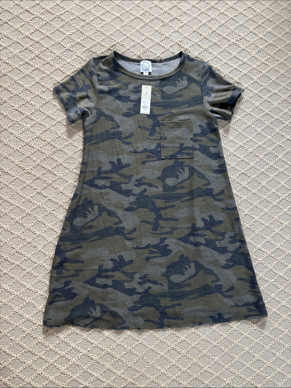 NWT Blue Rain Camo Pocket Tee Dress